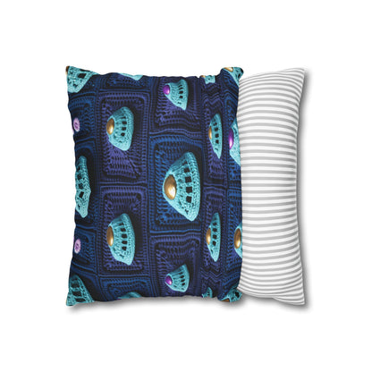 Spaceship UFO Crochet - Galactic Travel Ship - Alien Craft - Flying Saucer - Spun Polyester Square Pillow Case