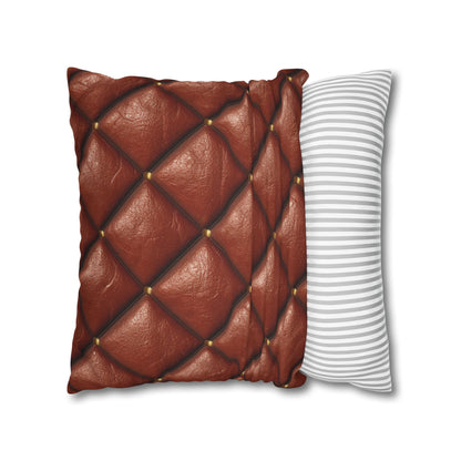 Brown Leather Cognac Pattern Rugged Durable Design Style - Spun Polyester Square Pillow Case