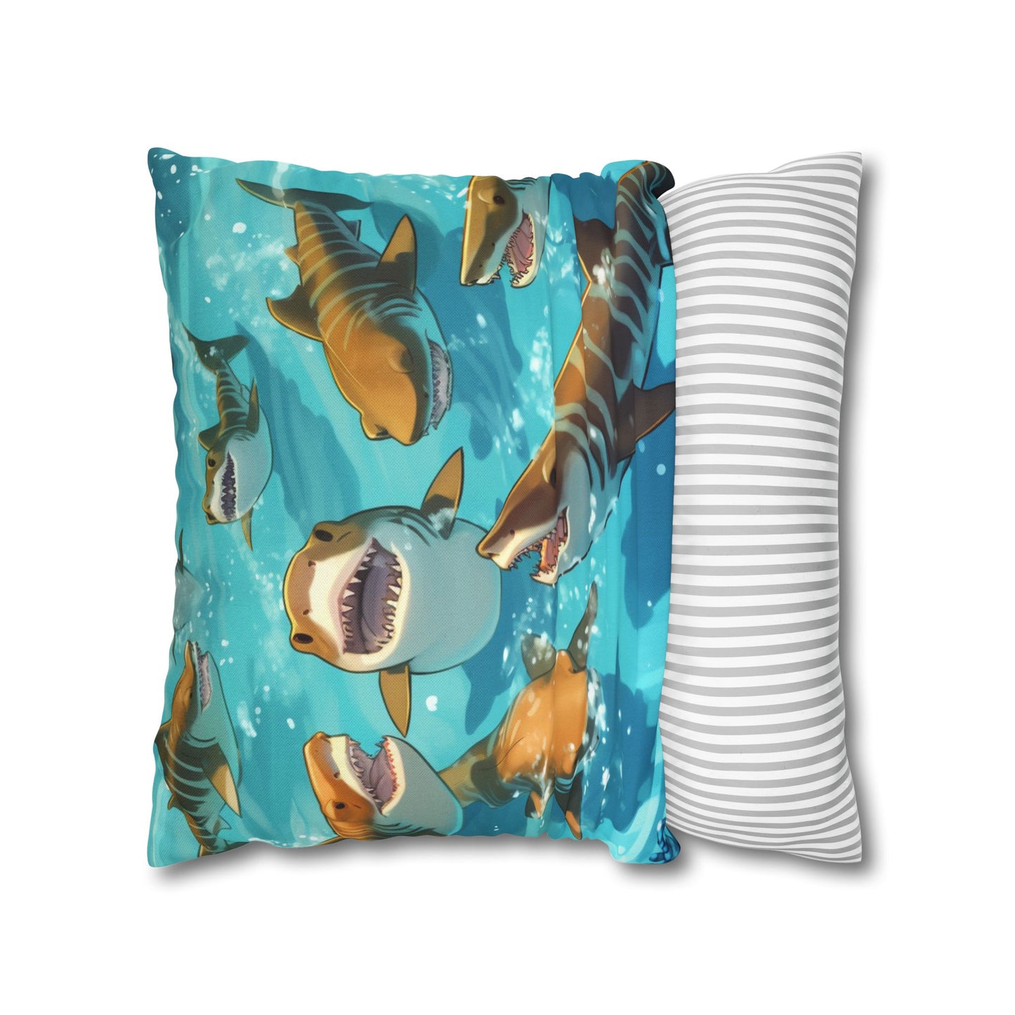 Tiger Shark: Ocean Marine Wildlife - Underwater - Spun Polyester Square Pillow Case