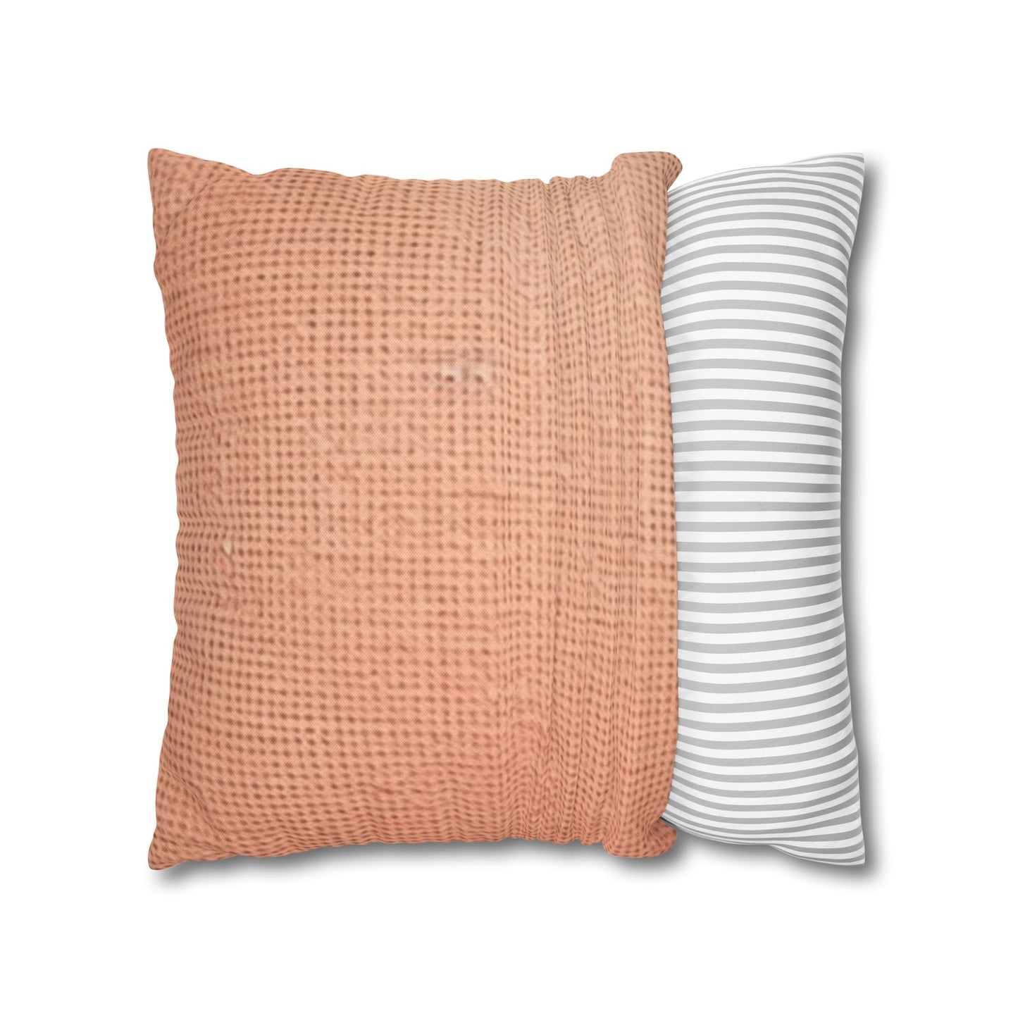 Soft Pink-Orange Peach: Denim-Inspired, Lush Fabric - Spun Polyester Square Pillow Case