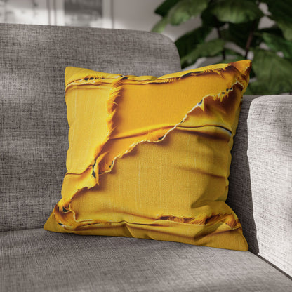 Banana Yellow Lemon: Bold Distressed, Denim-Inspired Fabric - Spun Polyester Square Pillow Case