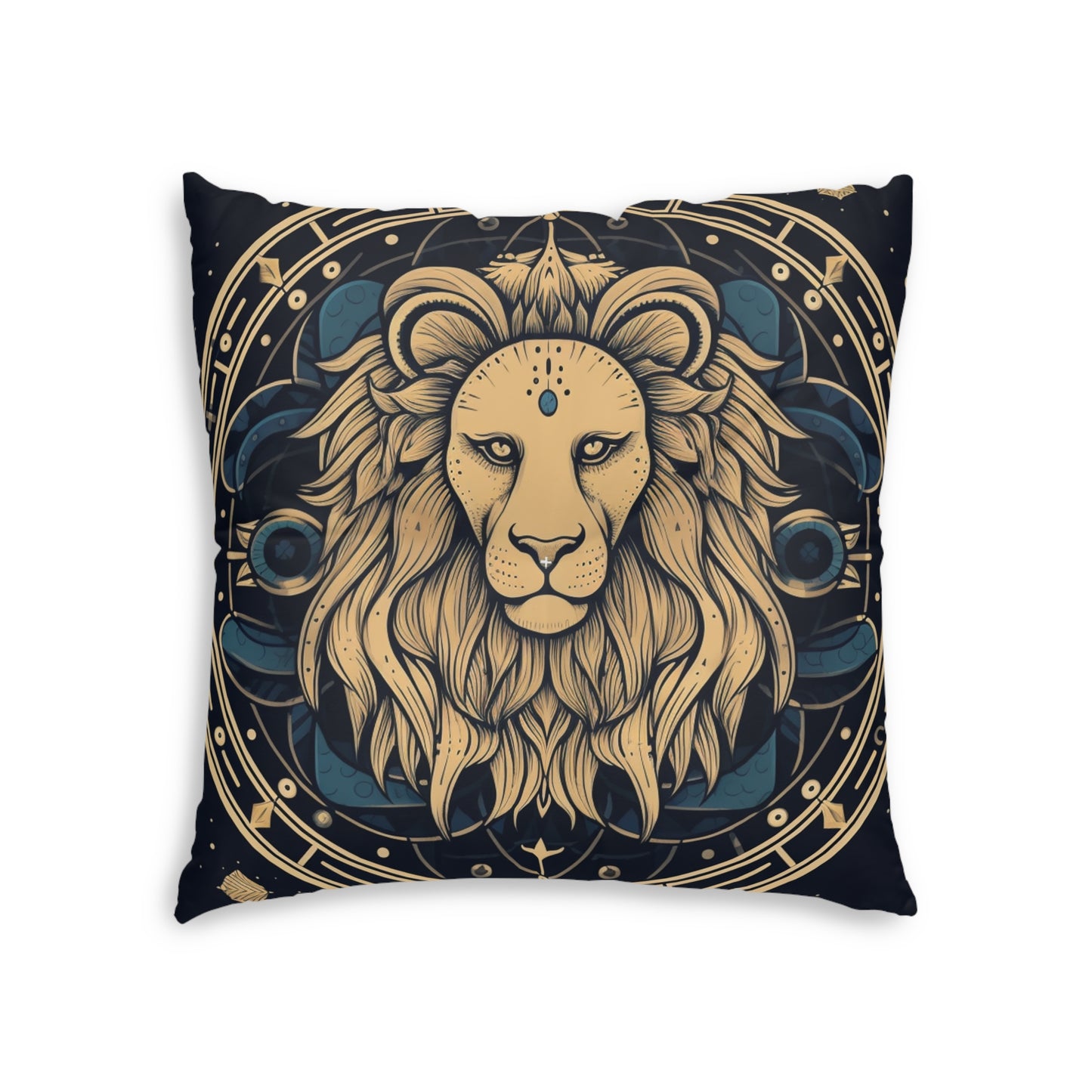 Leo Zodiac Sign - Mystic Circle Astrology Art Cosmic constellation - Tufted Floor Pillow, Square