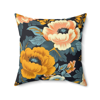 Vintage 50s 60s Inspired High-Waisted Floral Flower Pattern Spun Polyester Square Pillow