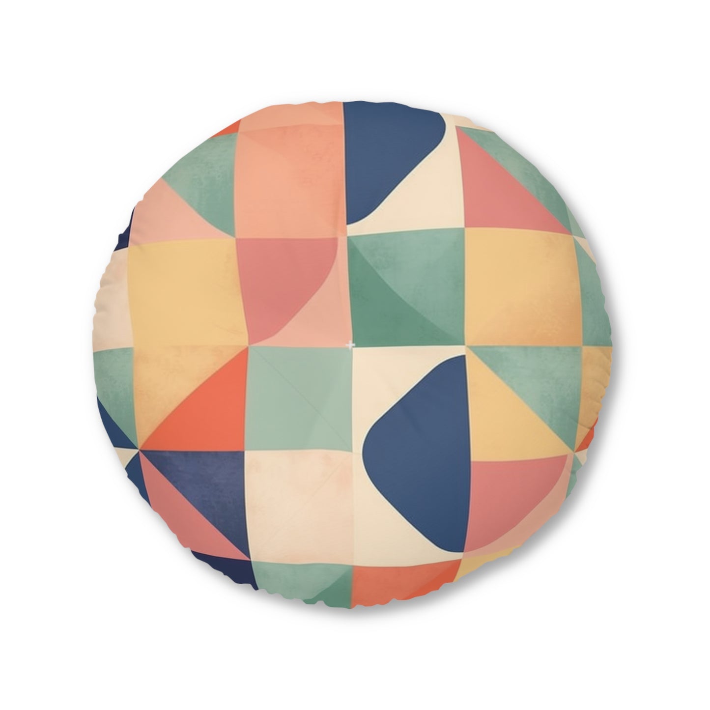 Minimalist Geometric Shapes - Pastel Decor Tufted Floor Pillow, Round