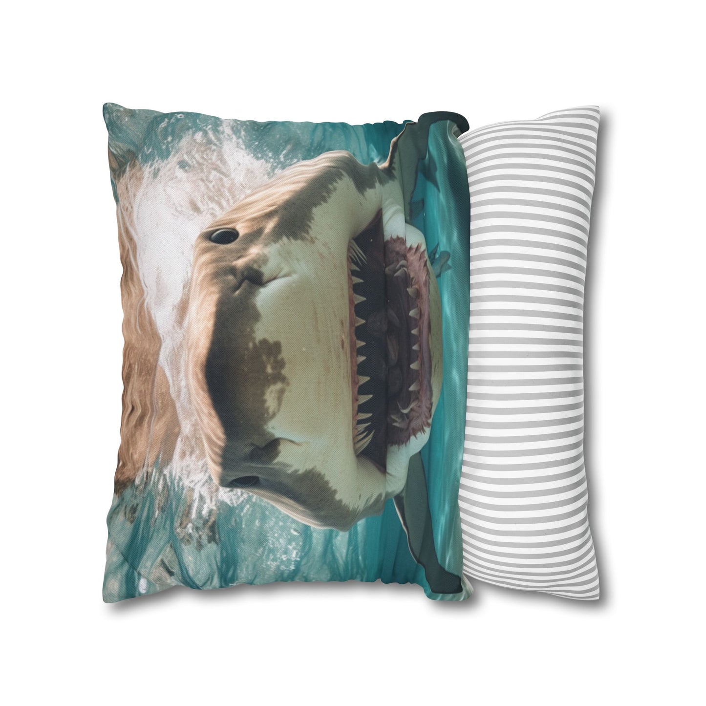 Bull Shark: River Monster Menace - Realistic Dark Water Predator - Spun Polyester Square Pillow Case