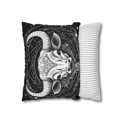 Taurus Sign Spun Polyester Square Pillow Case, Indoor, Double Sided