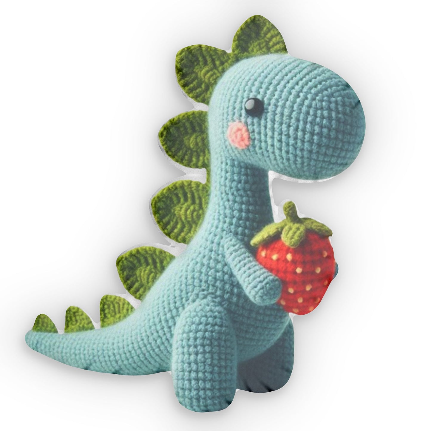 Strawberry Dinosaur Amigurumi, Japanese Style Crochet, Plush Gift, Shaped Pillow