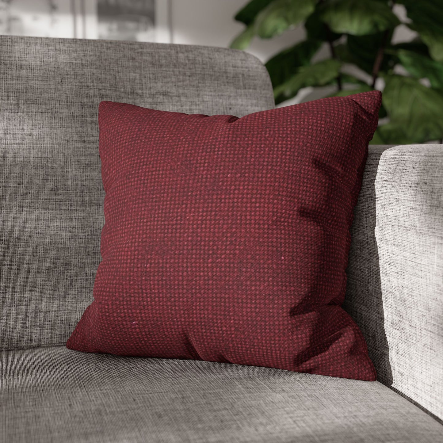 Seamless Texture - Maroon/Burgundy Denim-Inspired Fabric - Spun Polyester Square Pillow Case