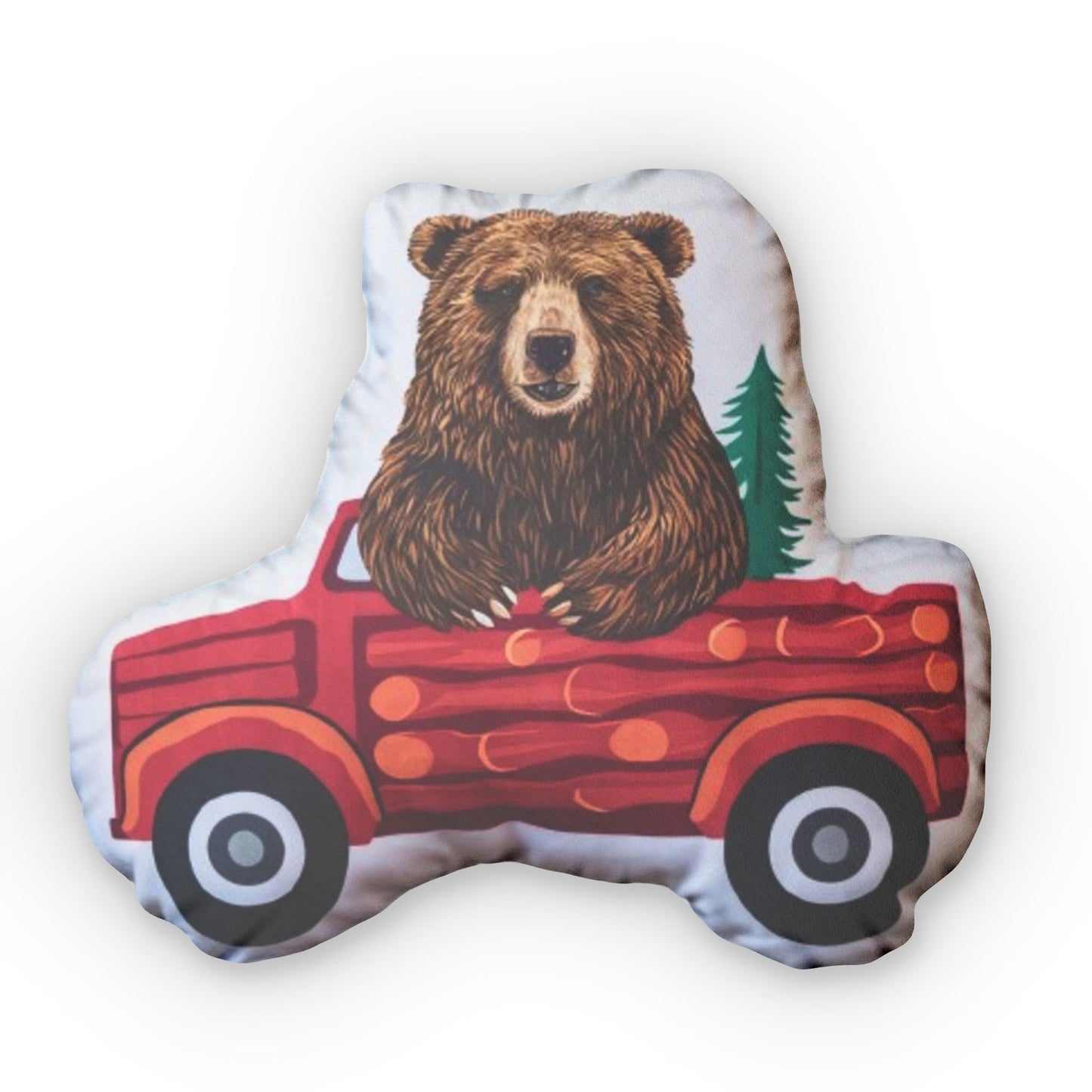 Bear Driving Plush Woodland Forest Shaped Pillow