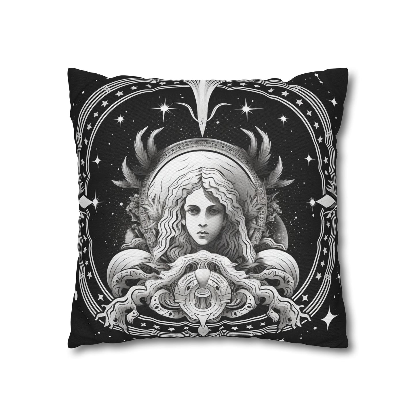 Virgo Zodiac Polyester Square Pillow Case, Indoor, Double Sided Design