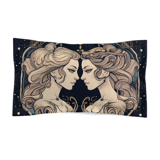 Duality of Gemini - Expressive Twins Zodiac Astrology - Microfiber Pillow Sham