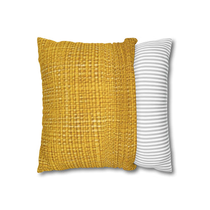 Radiant Sunny Yellow: Denim-Inspired Summer Fabric - Spun Polyester Square Pillow Case