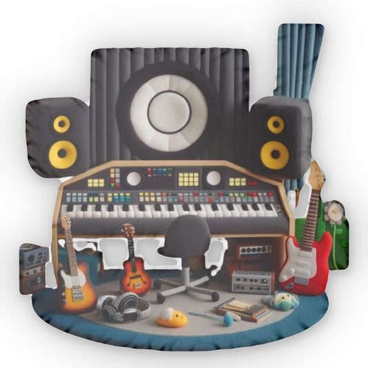 Bedroom Music Studio, Home Kit plush, Gift for Musician Artist, Cushion Shaped Pillow