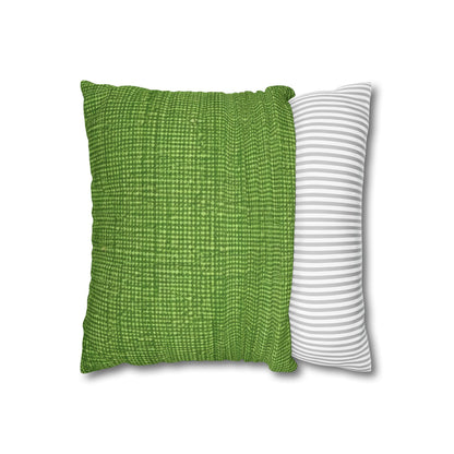 Olive Green Denim-Style: Seamless, Textured Fabric - Spun Polyester Square Pillow Case