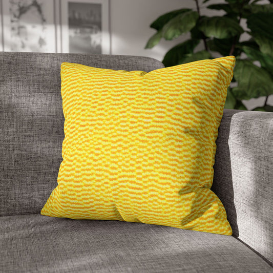 Sunshine Yellow Lemon: Denim-Inspired, Cheerful Fabric - Spun Polyester Square Pillow Case