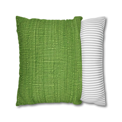 Olive Green Denim-Style: Seamless, Textured Fabric - Spun Polyester Square Pillow Case