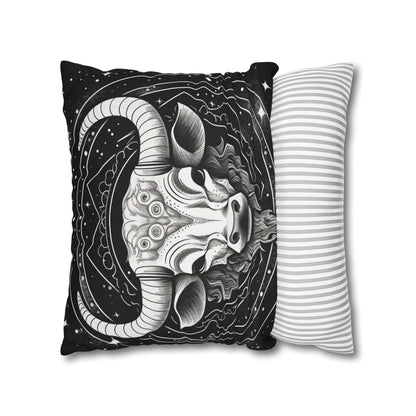 Taurus Sign Spun Polyester Square Pillow Case, Indoor, Double Sided