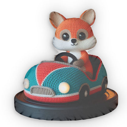 Bumper Car Fox, Amusement Park Ride, Plush Shaped Pillow