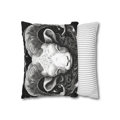 Aries Zodiac Sign Spun Polyester Square Pillow Case, Double Sided Print