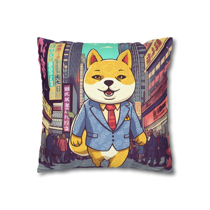 Shiba Inu Business Dog Pillow Case Crypto Fan Favorite, Polyester