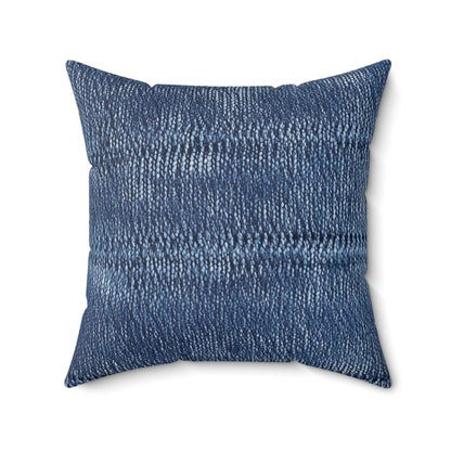 Indigo blue jean Denim Design Pattern Style - Spun Polyester Square Pillow