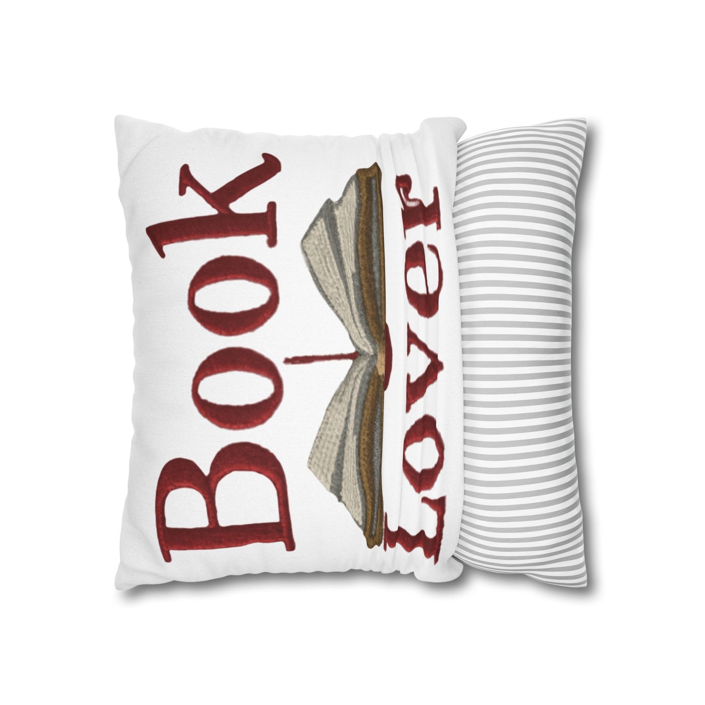 Open Book Embroidery Art: Book Lover Text for Avid Readers - Spun Polyester Square Pillow Case