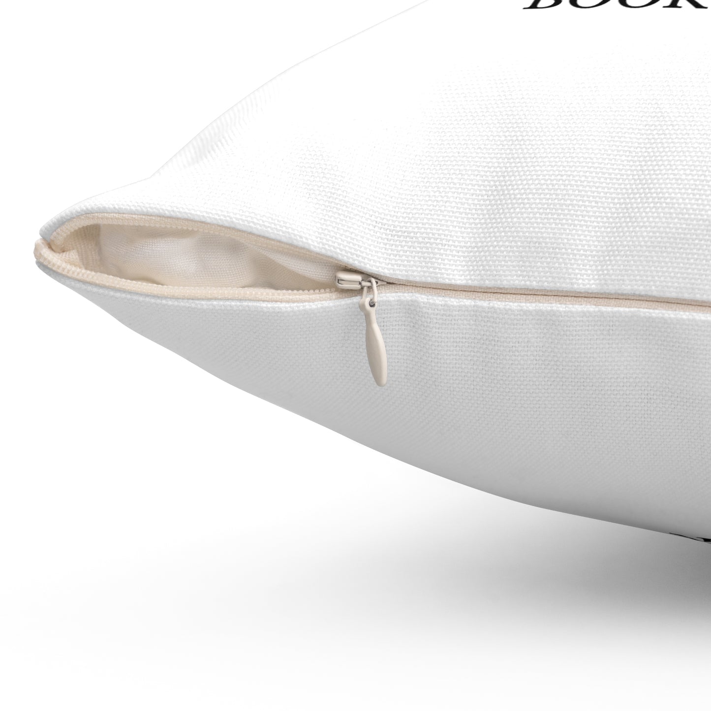 Crafted Book Lover Embroidery: Artisanal Bookshelf Design for Bibliophiles - Spun Polyester Square Pillow