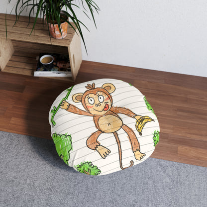 Graphic Monkey - Fun Zoo Clothing for Ape Lovers Tufted Floor Pillow, Round