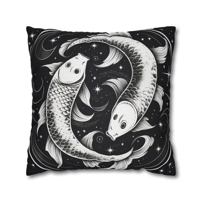 Pisces Zodiac Sign Polyester Square Pillow Case, Double Sided Design