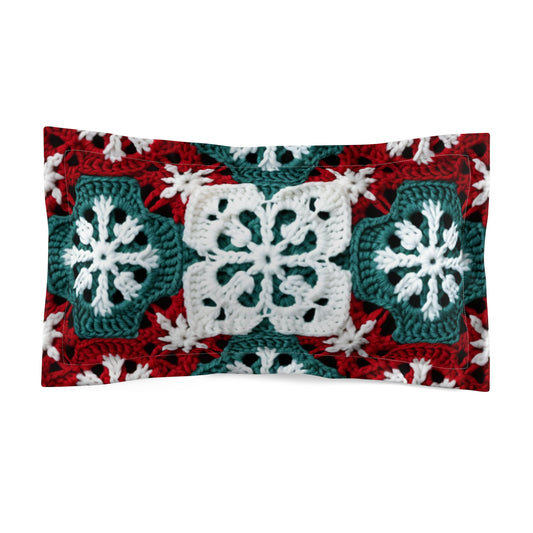 Christmas Snowflake Crochet, Festive Yuletide, Winter Wonderland Craft, Ice Crystal, Holiday Decor, Seasonal Adornments - Microfiber Pillow Sham