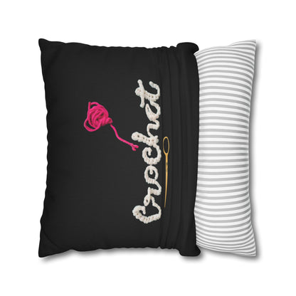 Crochet Love Gift - Heartfelt Fabric Fashion Collector Style - Spun Polyester Square Pillow Case