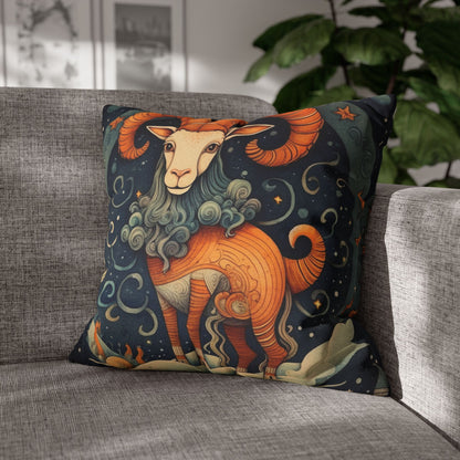 Capricorn Zodiac Children's Book Style Humorous Design - Spun Polyester Square Pillow Case