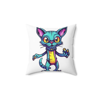 Cat Alien Creature Animal Spun Polyester Square Pillow