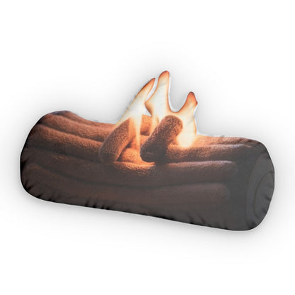 Flaming Firelog Fire, Camping Gift, Plush Shaped Pillow