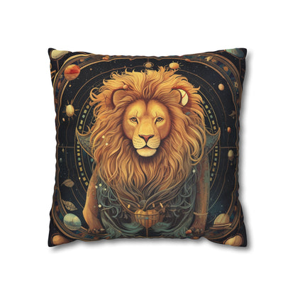 Astrological Leo Sign - Vibrant Cosmic Zodiac Astrology - Spun Polyester Square Pillow Case