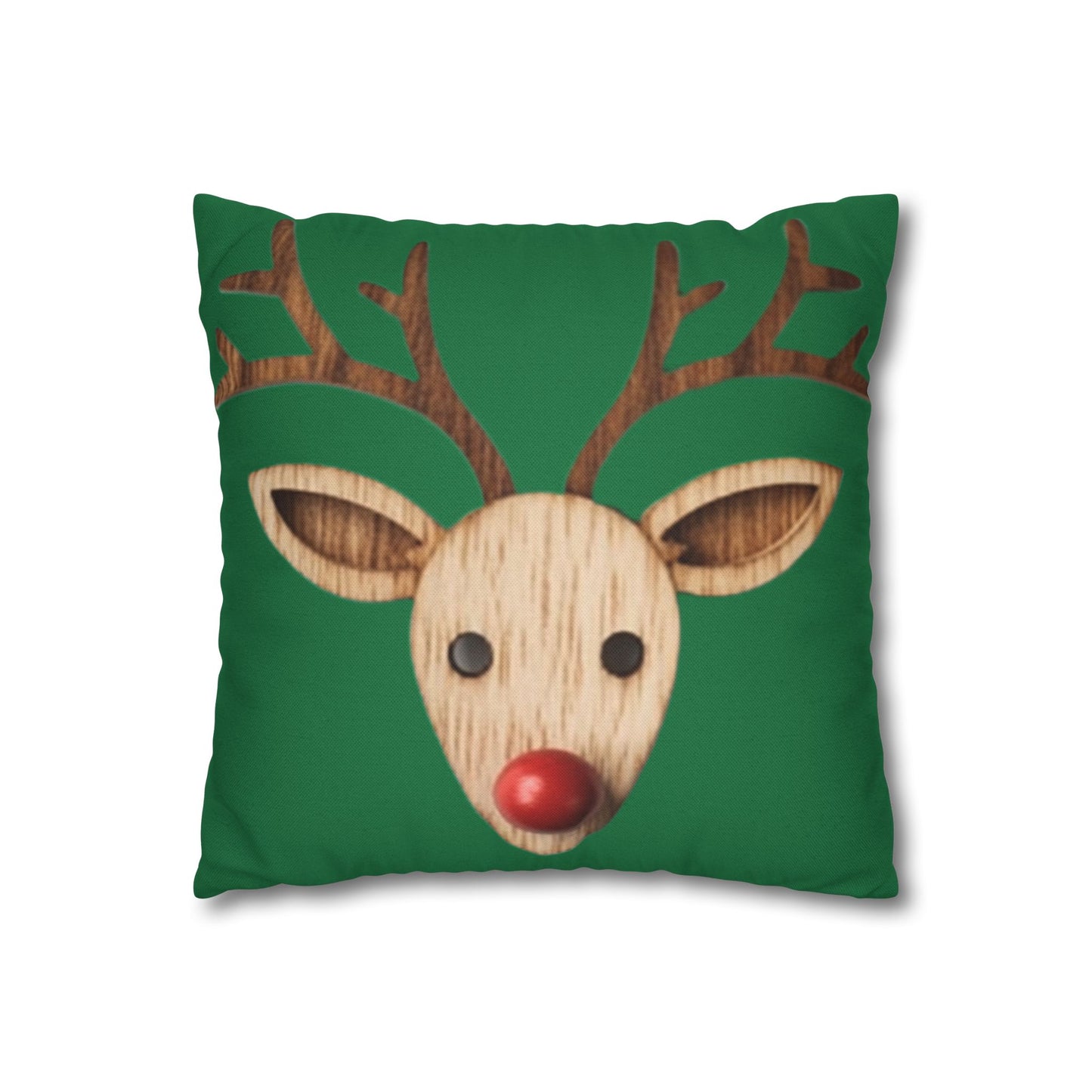 Red Reindeer Nose Christmas Classic Winter Season - Spun Polyester Square Pillow Case