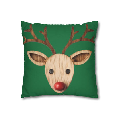 Red Reindeer Nose Christmas Classic Winter Season - Spun Polyester Square Pillow Case