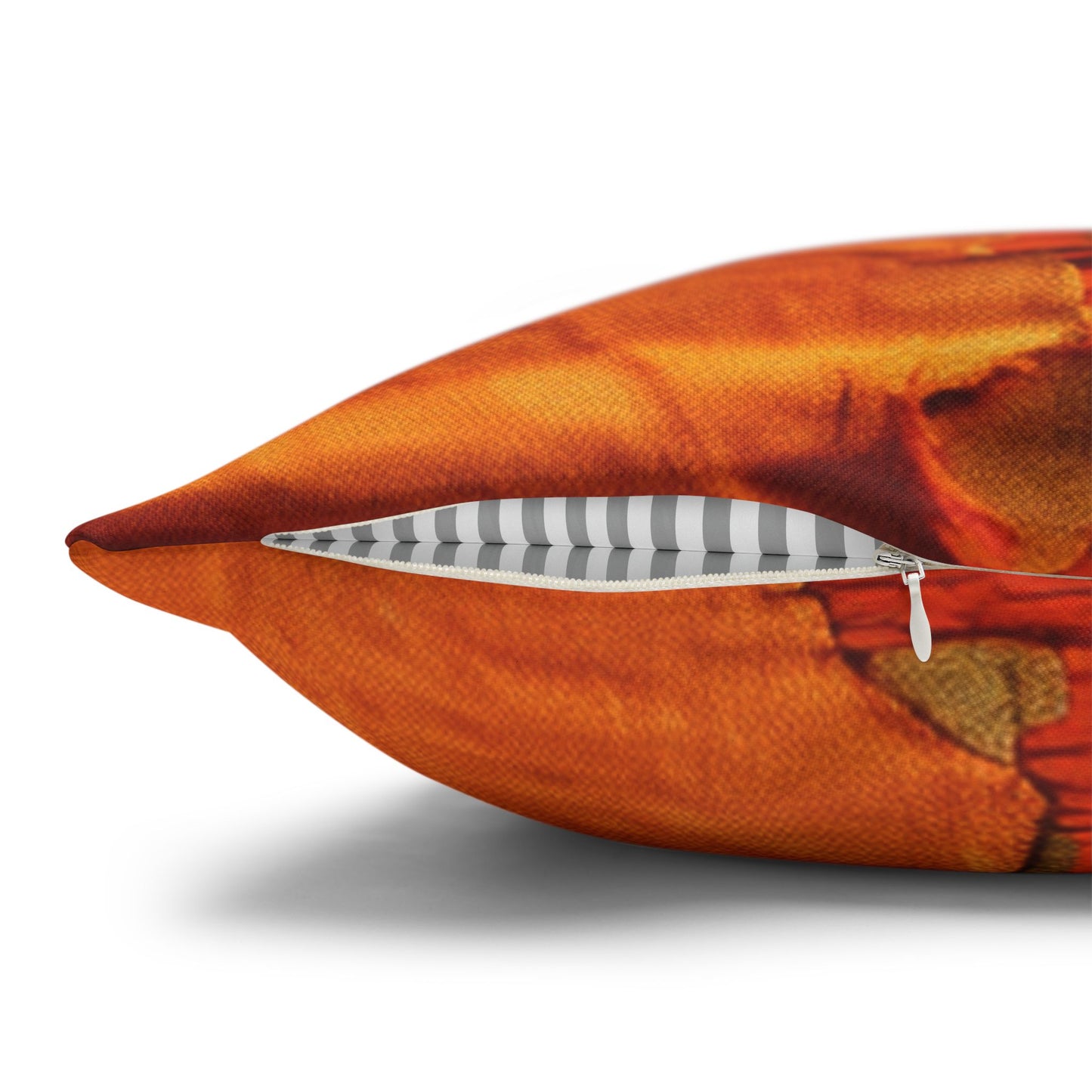 Fiery Citrus Orange: Edgy Distressed, Denim-Inspired Fabric - Spun Polyester Square Pillow Case