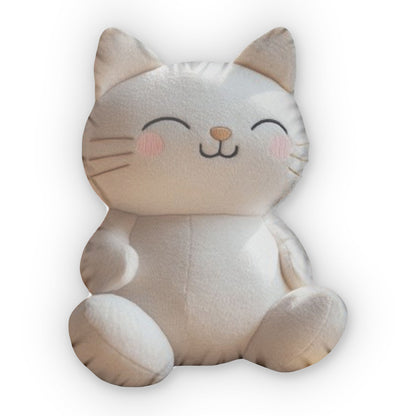 Cat Dark White Plush, Stuffed Animal, Shaped Pillow