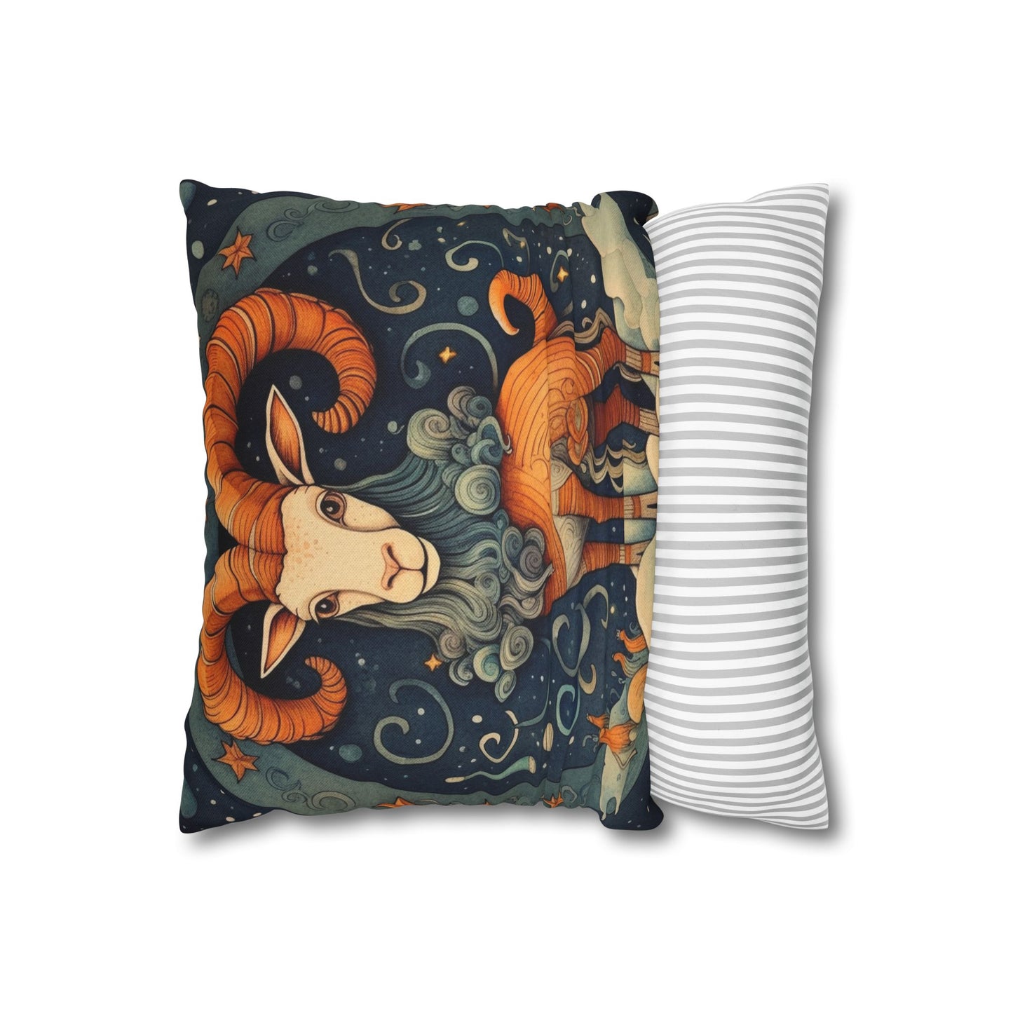 Capricorn Zodiac Children's Book Style Humorous Design - Spun Polyester Square Pillow Case