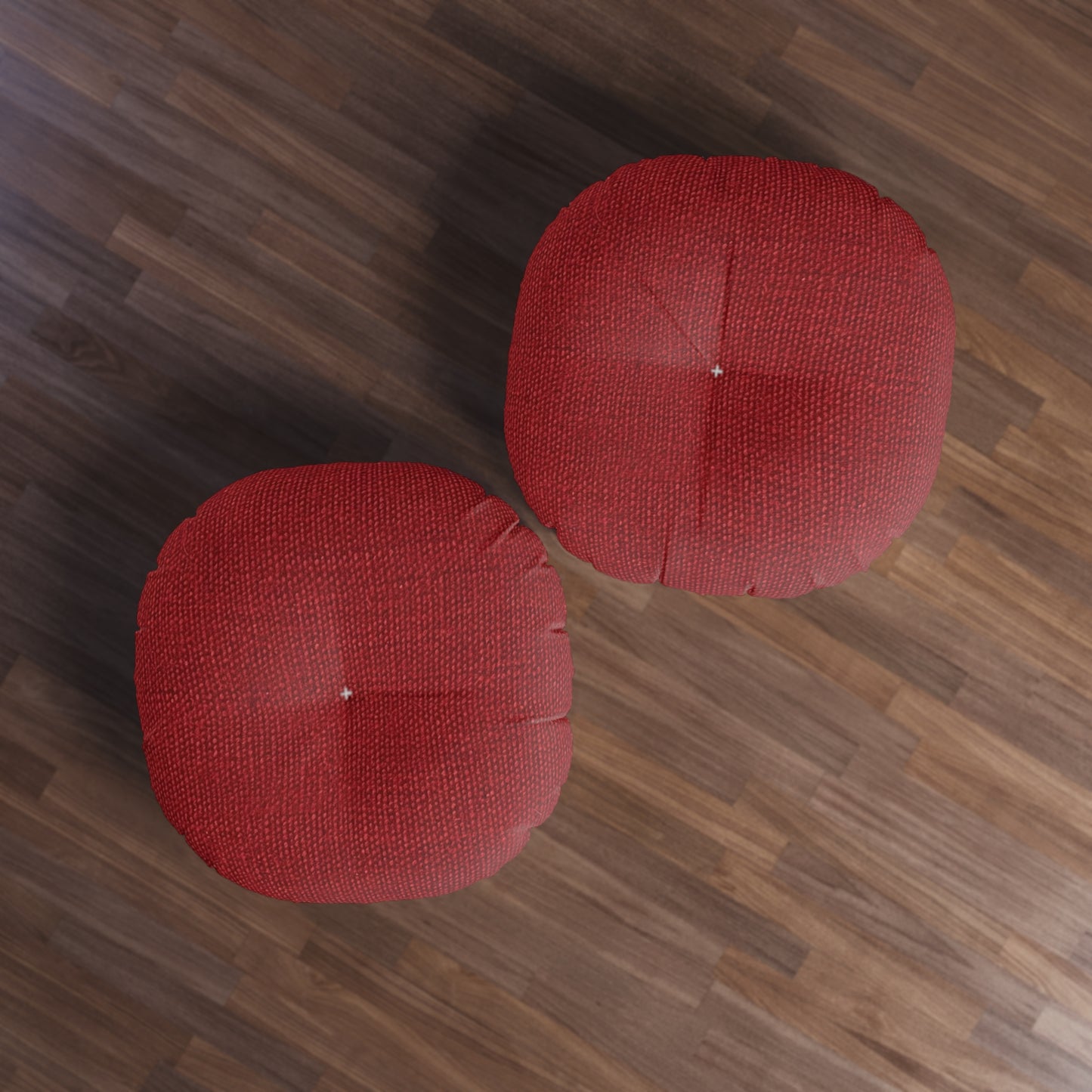 Bold Ruby Red: Denim-Inspired, Passionate Fabric Style - Tufted Floor Pillow, Round