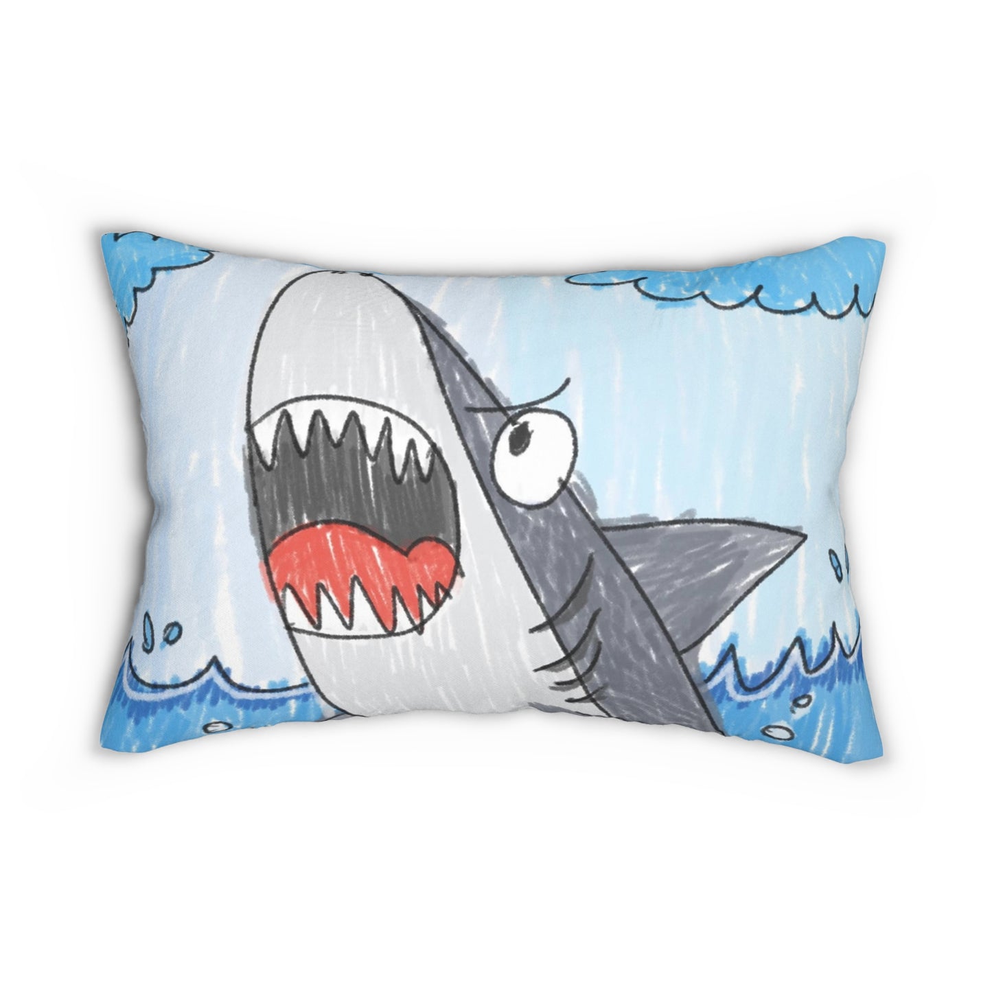 Shark Jaw Teeth Attack Ocean Sea Creature Spun Polyester Lumbar Pillow