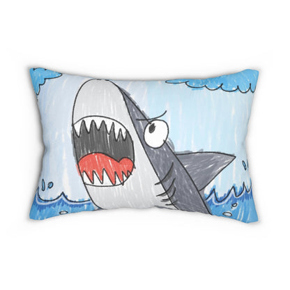 Shark Jaw Teeth Attack Ocean Sea Creature Spun Polyester Lumbar Pillow