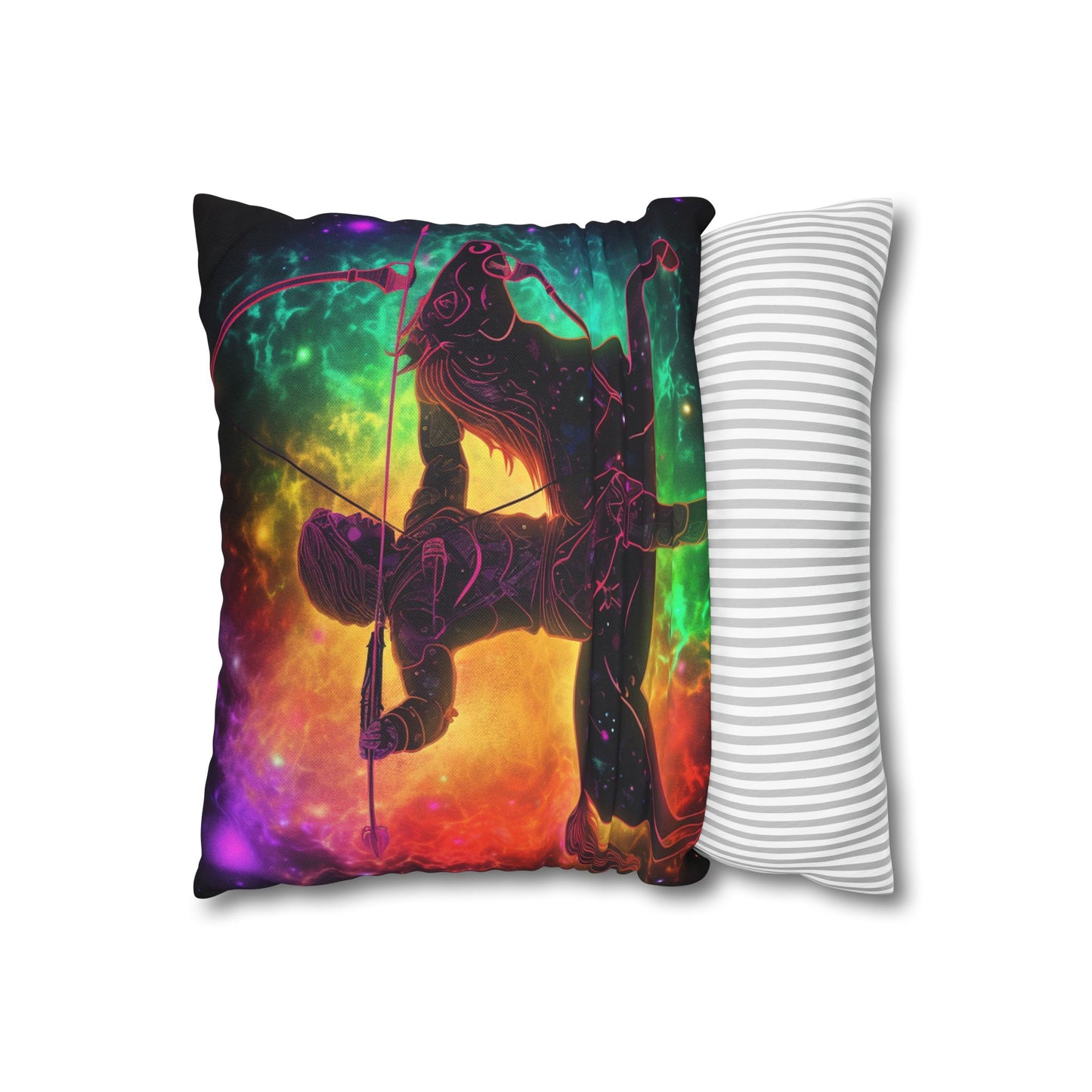 Colorful Sagittarius Zodiac Sign - Star Universe Theme - Spun Polyester Square Pillow Case