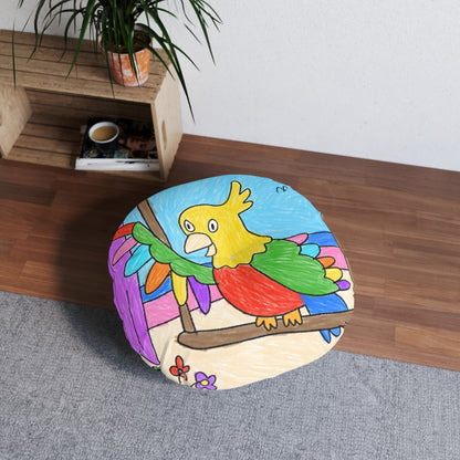 Animal Lover Parrot Perfect Gift for Parrot Owners Tufted Floor Pillow, Round