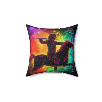 Colorful Sagittarius Zodiac Sign - Star Universe Theme - Spun Polyester Square Pillow