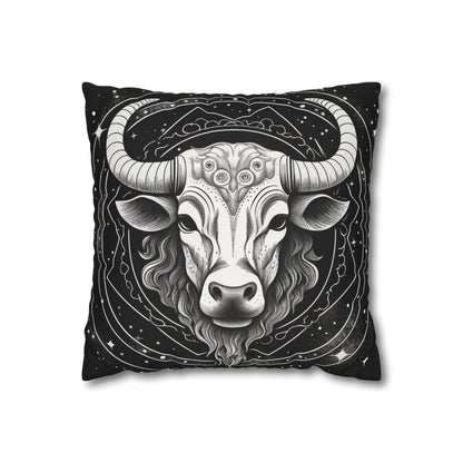 Taurus Sign Spun Polyester Square Pillow Case, Indoor, Double Sided