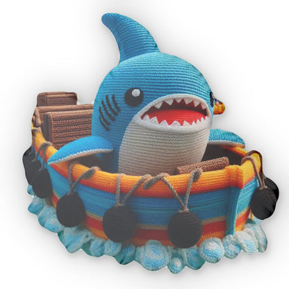 Shark Crochet Water Ride, Boat Gift, Ocean Plush, Shaped Pillow