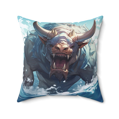 Bull Shark Fusion: Water Fantasy - Hybrid Ocean Marine Animal - Spun Polyester Square Pillow