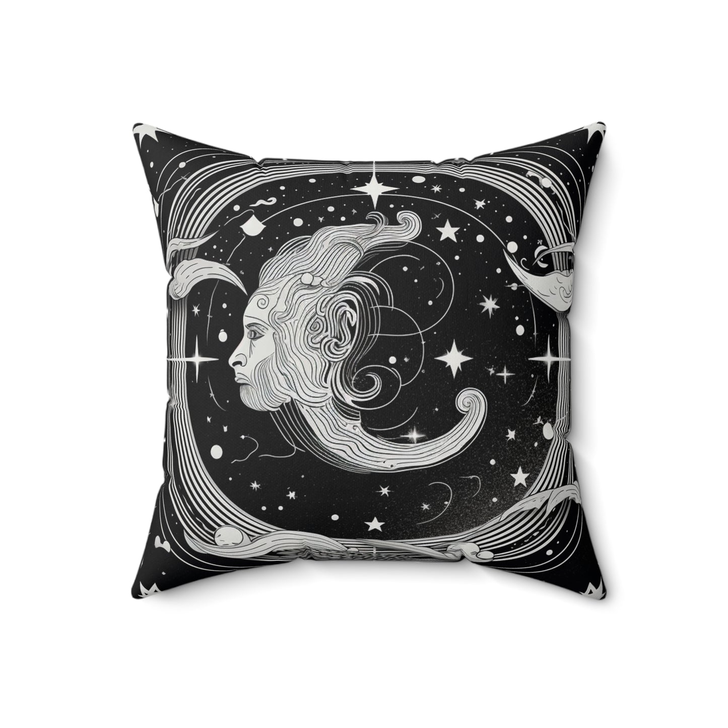 Aquarius Zodiac, Air Element, Spun Polyester Square Pillow